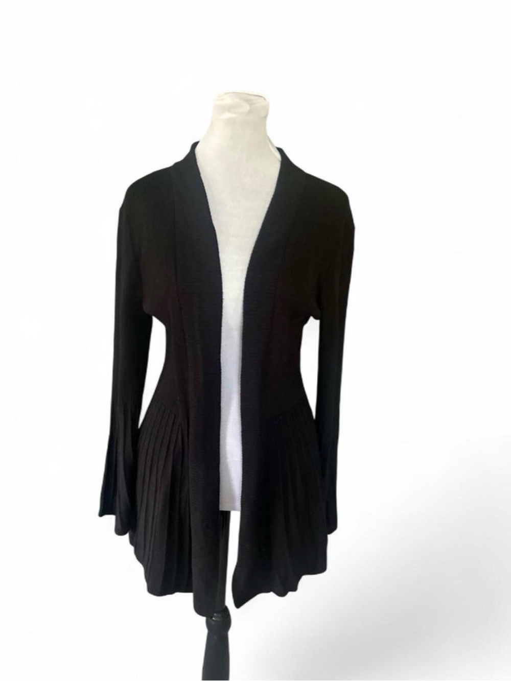 Apt. 9 Black Open-Front Pleated-Hem Cardigan